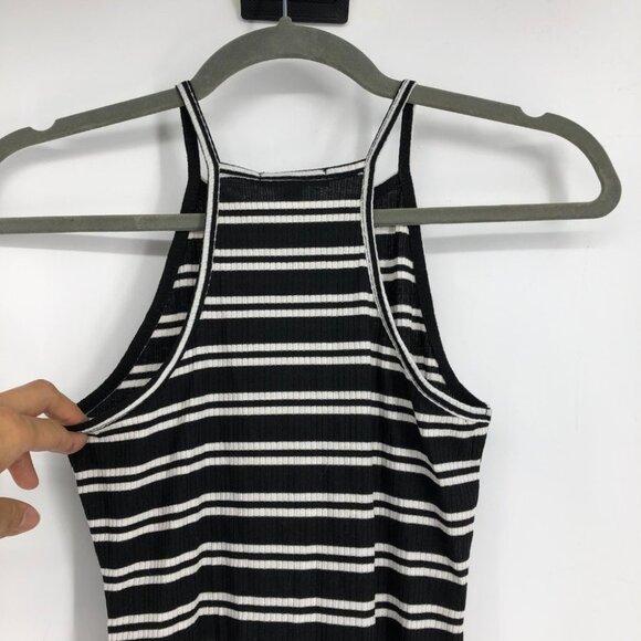 NWT Fashion Nova Black/White High Neck Janessa Striped Tank Bodycon Dress S - Picture 10 of 15